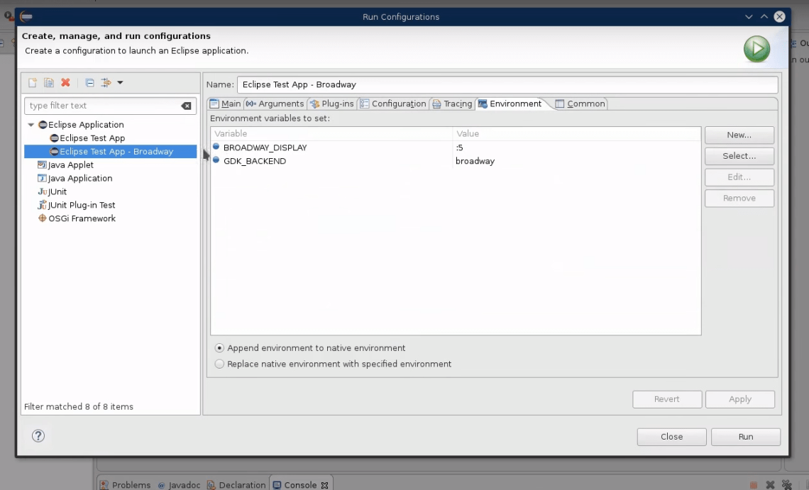broadwayRunConfiguration